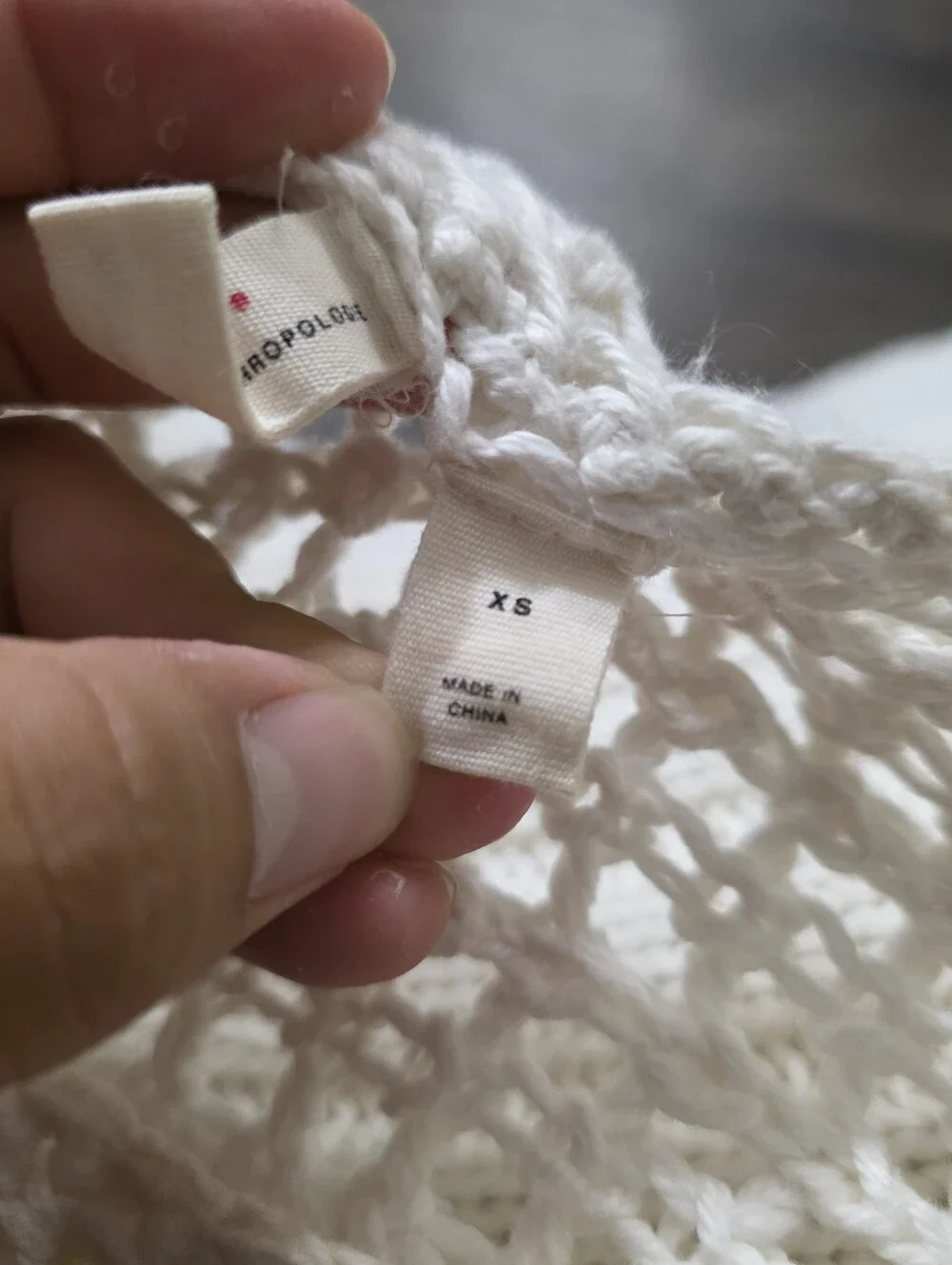 Anthropologie Moth Sweater Womens  White Open Knit Crochet Pullover Boho Chic